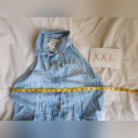 Zara Z1975 HALTER NECK DENIM JUMPSUIT light blue BNWT - Picture 12 of 16